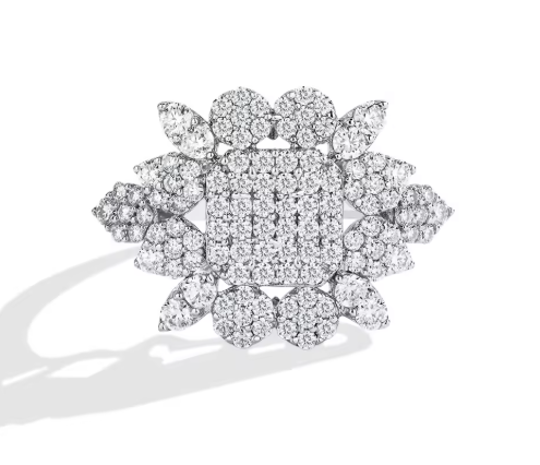 Moissanite Royal Cluster Ring | RW909 | خاتم موزنايت ملكي بتصميم عنقودي فاخر