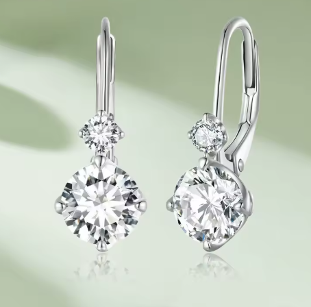 Double Round Moissanite Earrings | أقراط موزنايت دبل مستديرة فاخرة | EW185