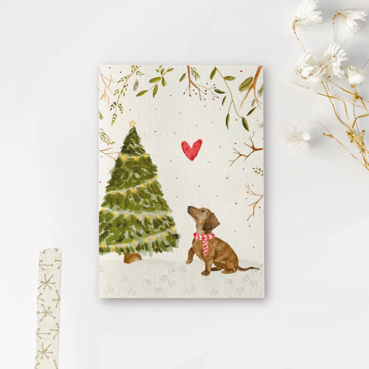 Enkele kaart | Kerst teckeltje