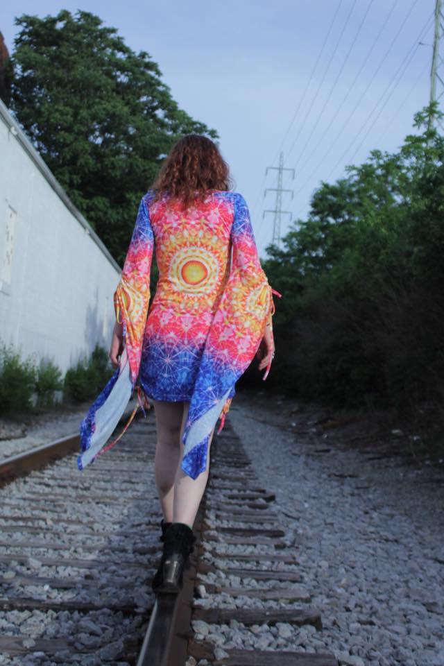 Thumbnail: Mandala Dress w Kimono Sleeves