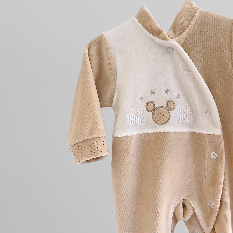 Thumbnail: Winter velour babygrow front opening