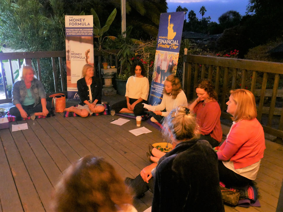 Leslie reading The Money Formula Indigo Dragon Women's Financial Freedom Tour The Money Fo