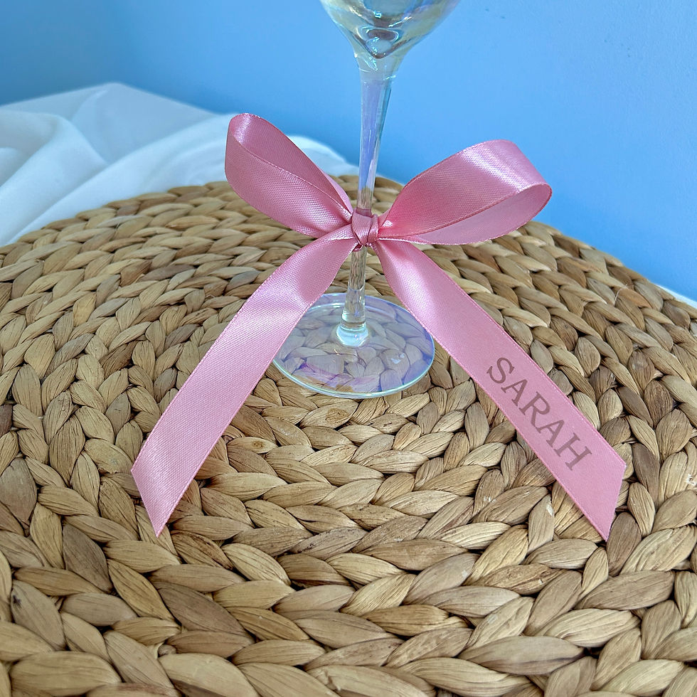 Thumbnail: Personalised Wine Glass Ribbon Bow - Name