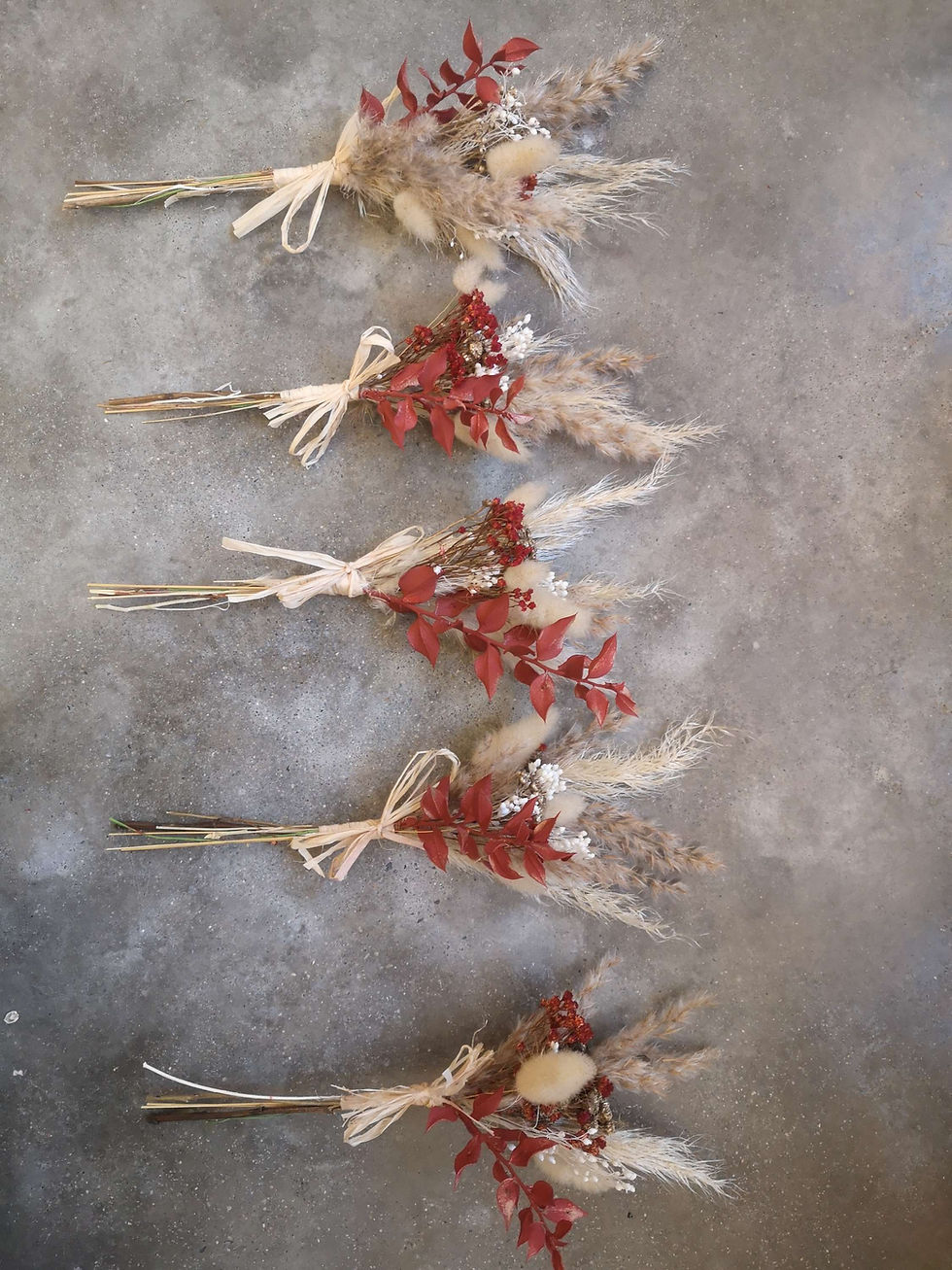 Miniature : Lot de 10 petits bouquets fleurs séchées terracota brique 