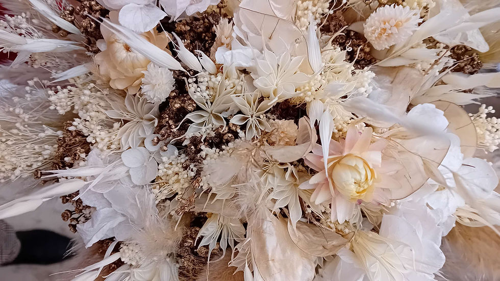 Miniature : Bouquet champêtre bohème blanc beige dorée naturel chic pampa mariage 
