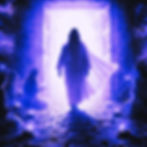 A mysterious silhouette of Christ as the Bridegroom approaching from brilliant light: Ancient wedding imagery mixed with prophetic atmosphere Oil lamps glowing in darkness