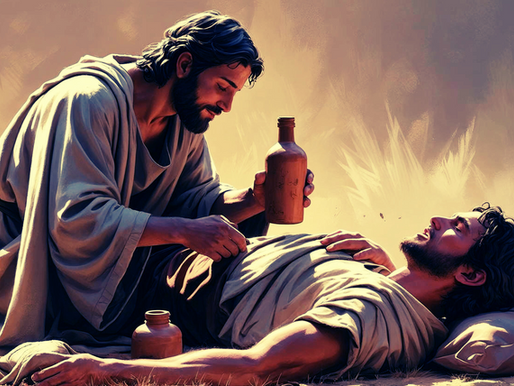 The good Samaritan photo man helping wounded man