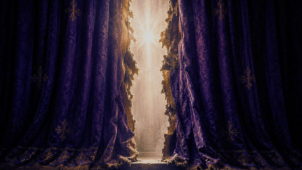 The veil of the Temple torn from top to bottom