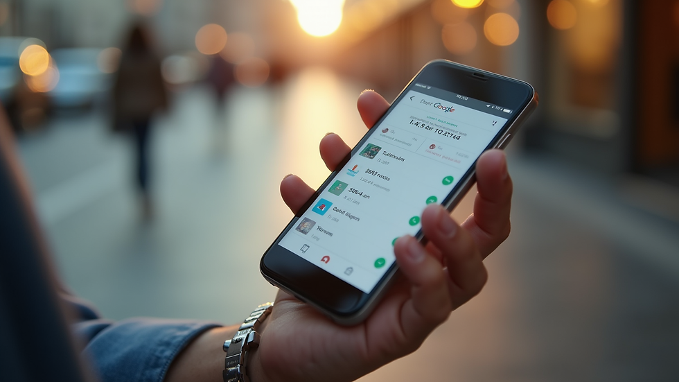 Close-up view of a smartphone displaying Google hotel price tracking feature