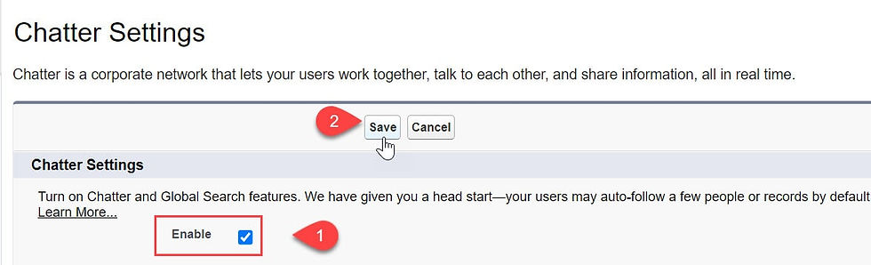 Enable Chatter Settings in Salesforce Classic