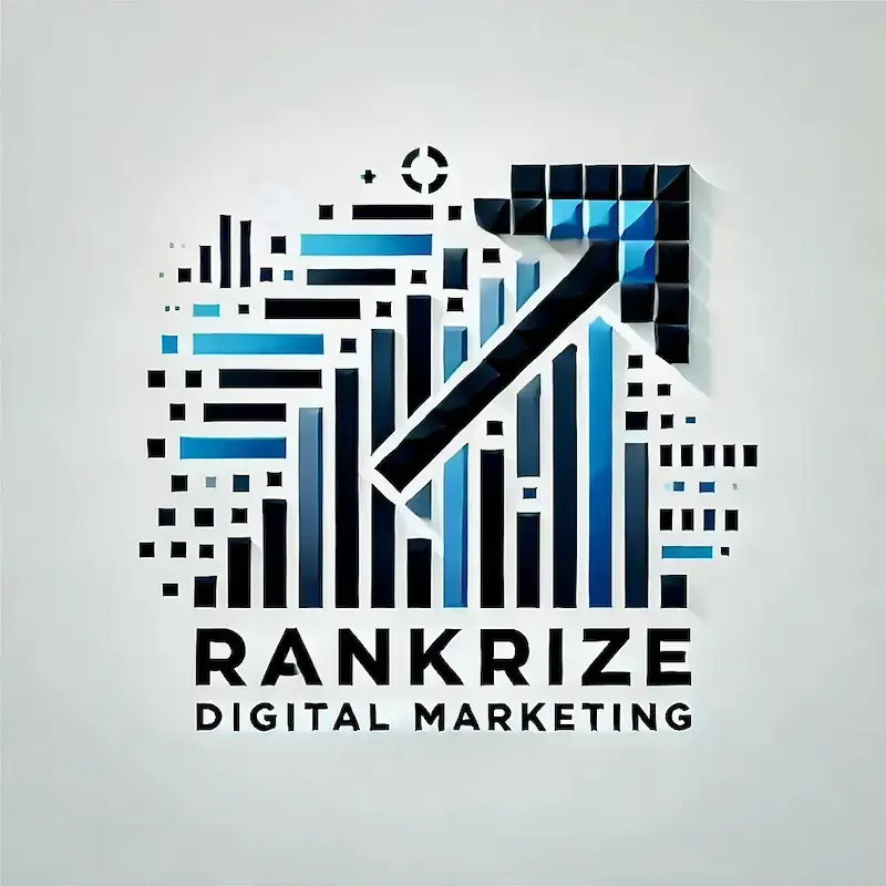 RANKRIZE DIGITAL MARKETING logo with upward arrow design