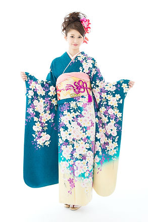 Girl in Blue Kimono