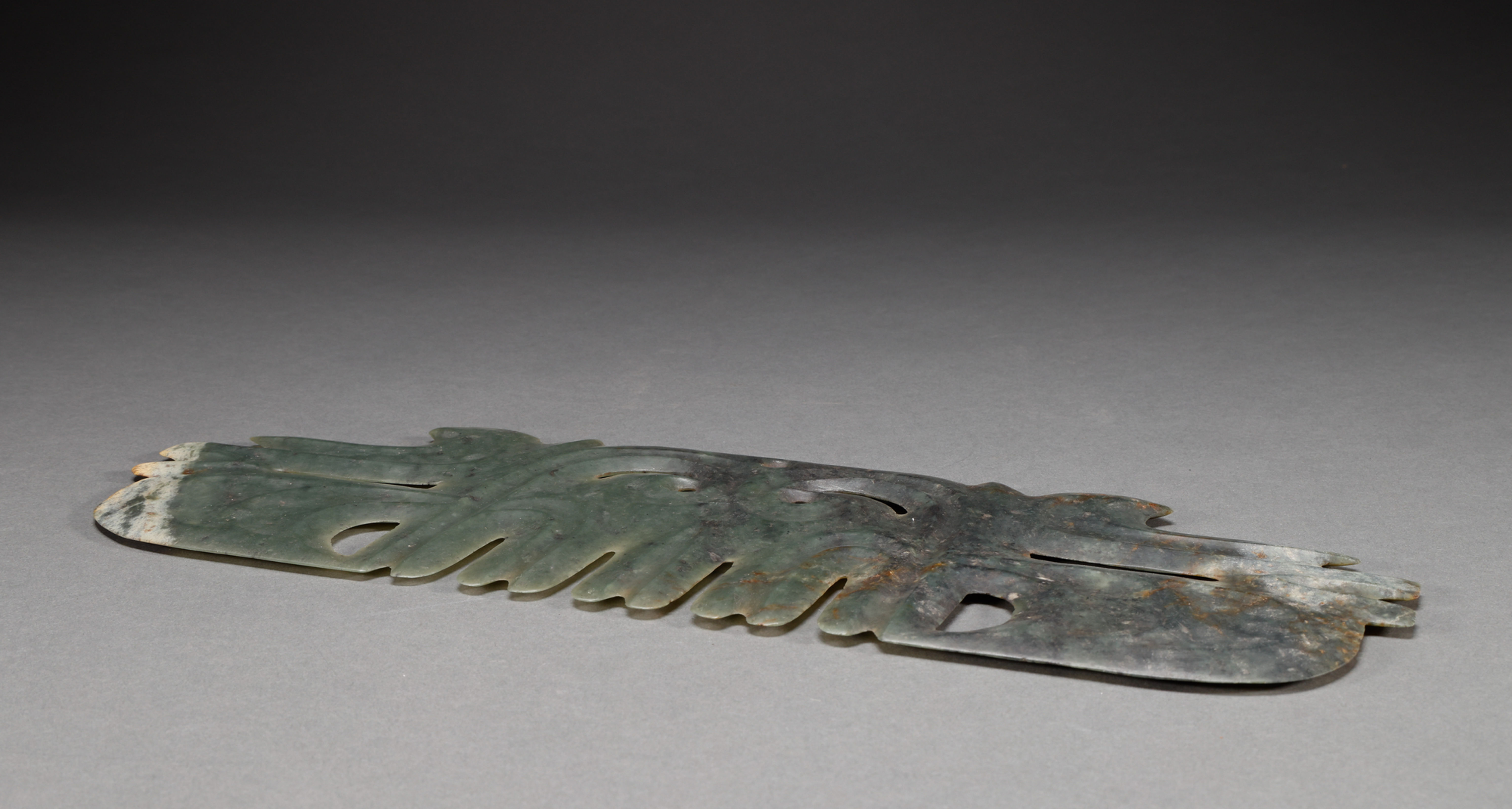 Archaistic Jade Bi-Form Plaque with Mythical Beast Motif