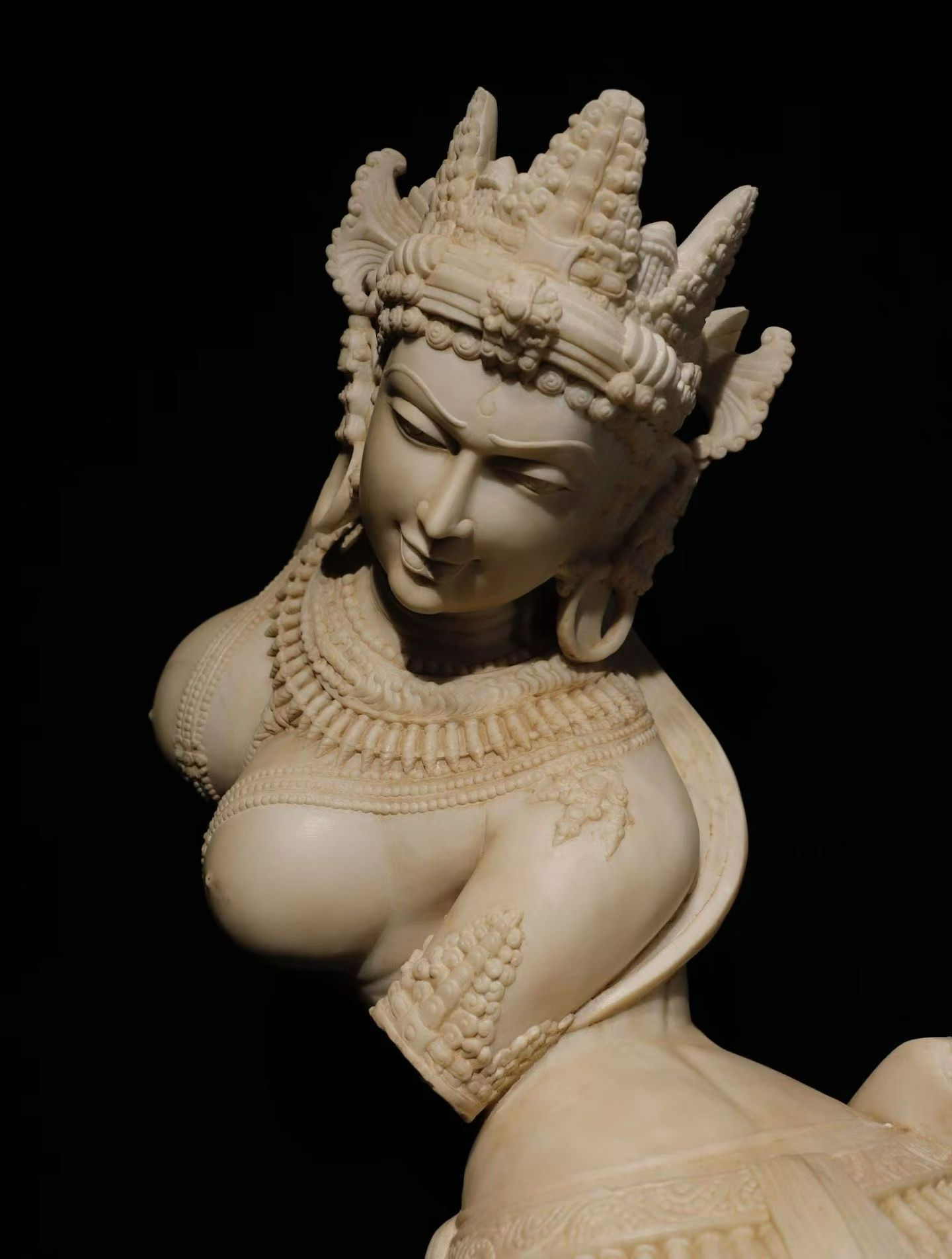 White Marble Flying Celestial Figure, 11th Century Style