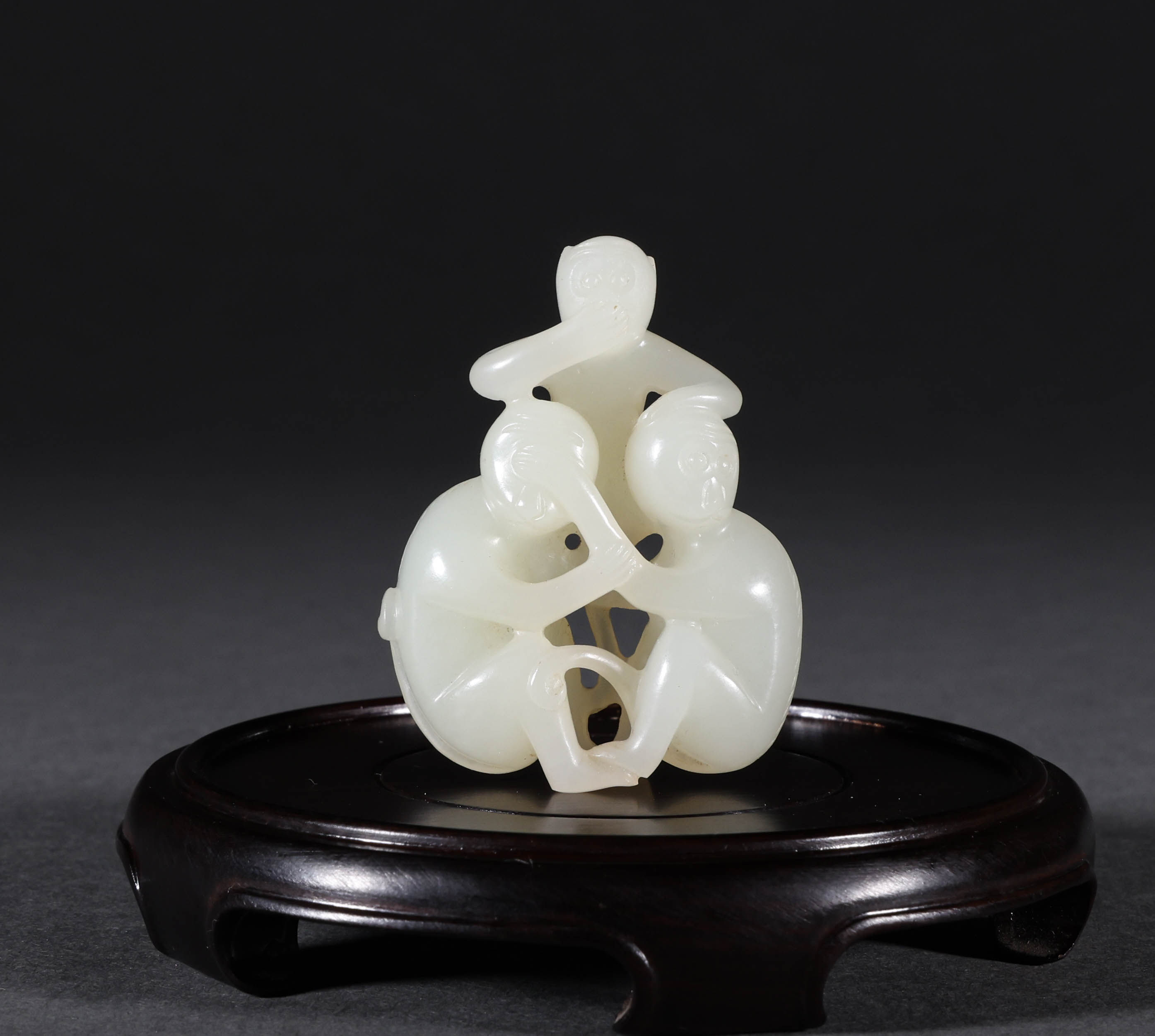 Hetian White Jade Carving of the Three Wise Monkeys