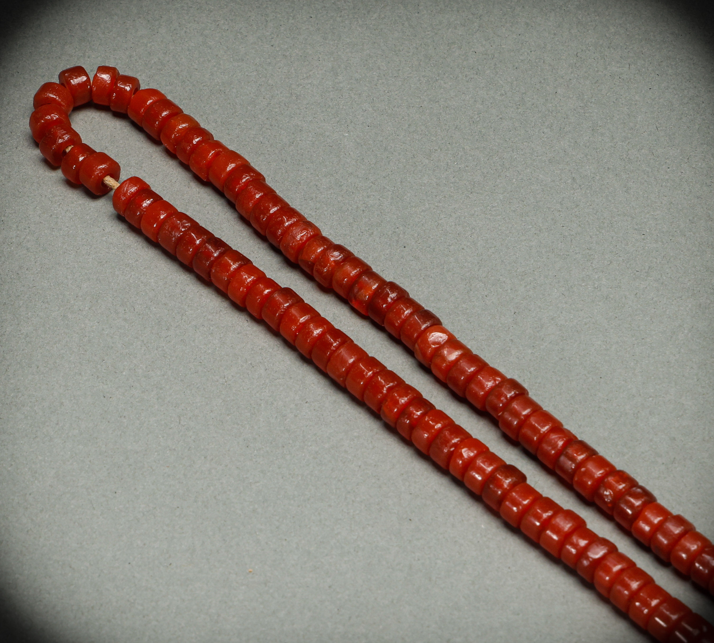 Agate Bead Necklace, Deep Red Tone, Qing Style