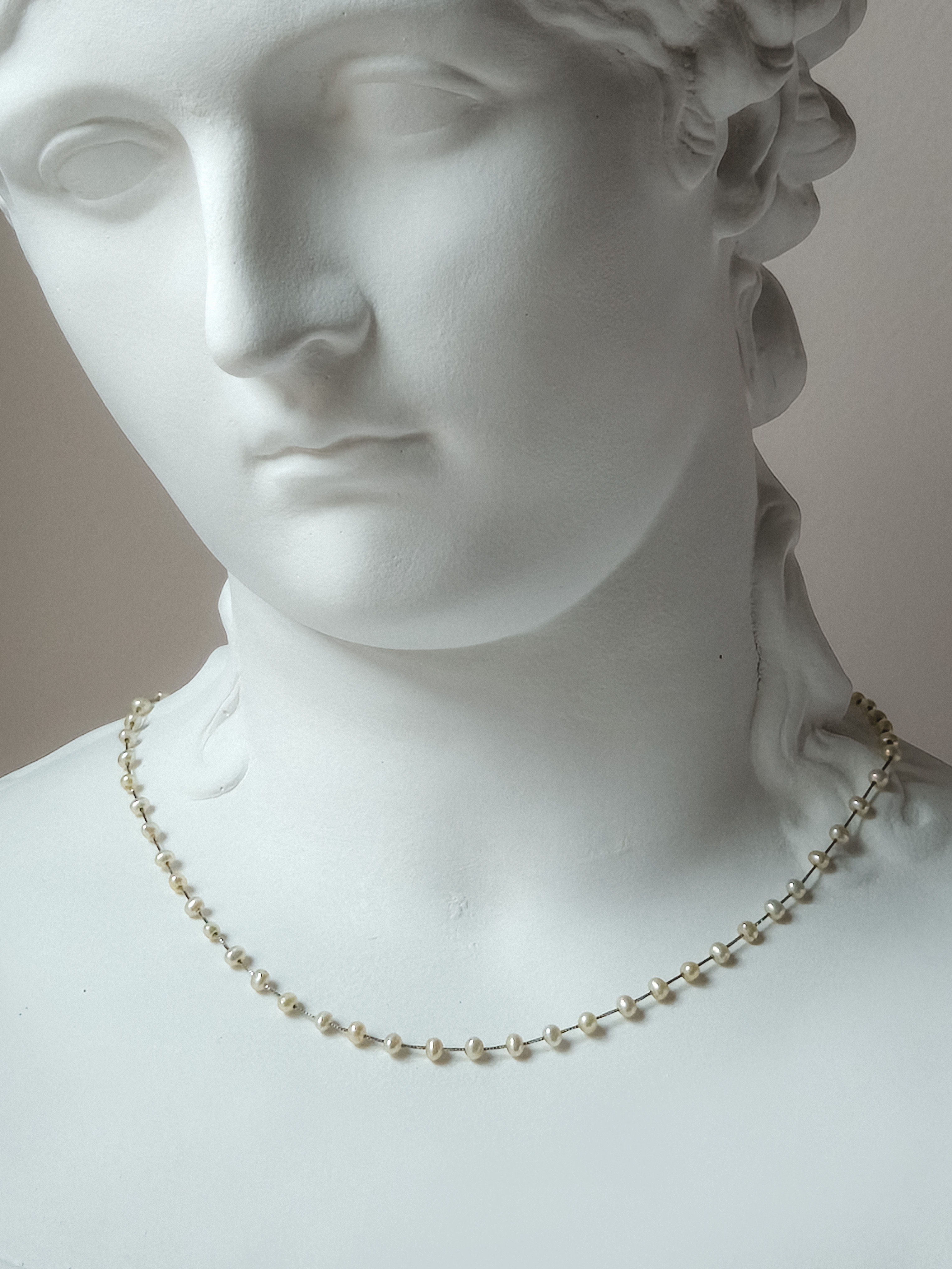 No. 4 - Vintage 14k White Gold & Natural Pearl Necklace