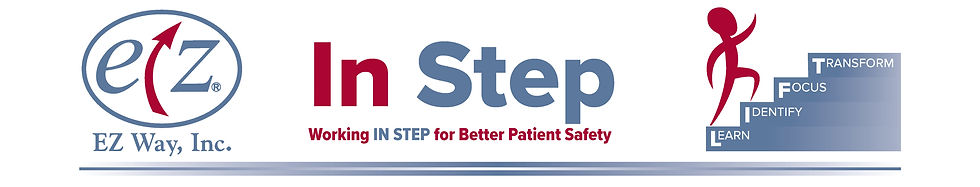 EZ Way logo, In Step logo, image of a figure walking up steps.