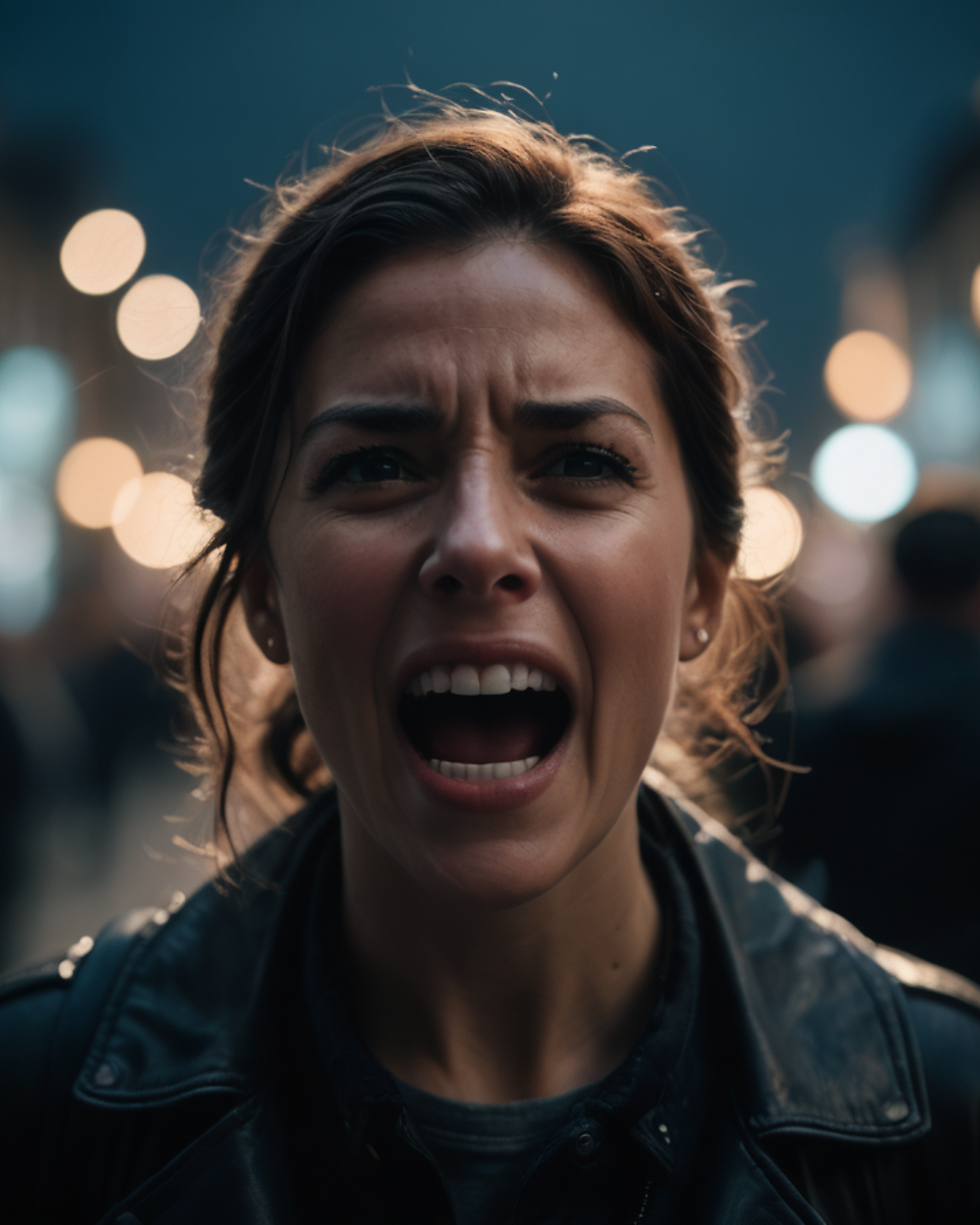 a woman screaming