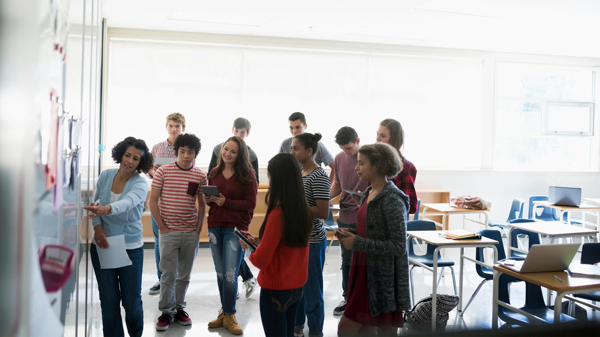 students gathered together 