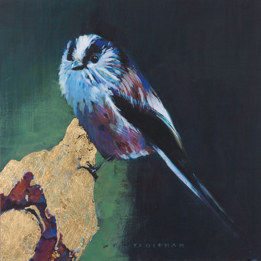 Long-tailed tit on gold No.2