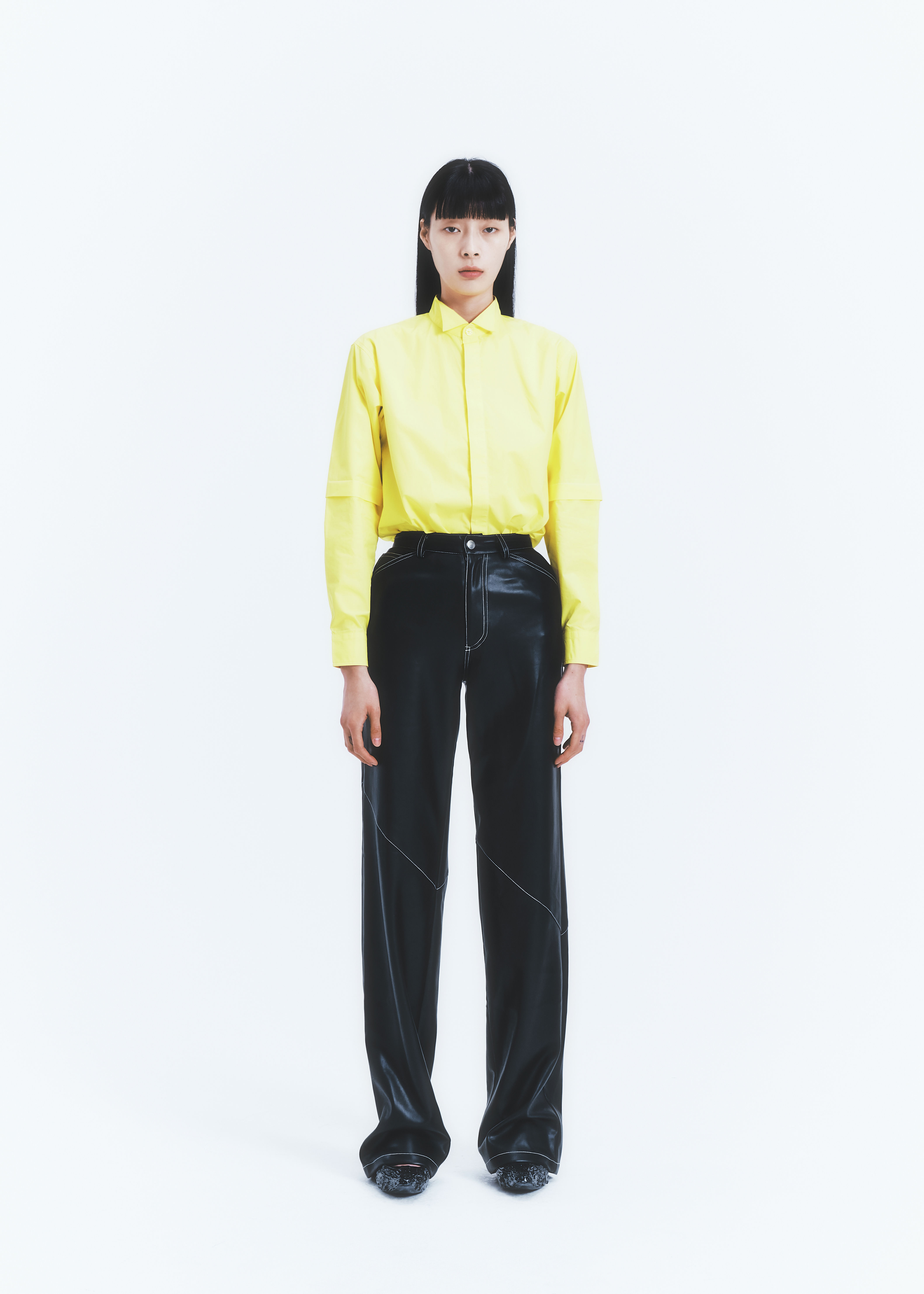 Faux Leather Paneled Pants