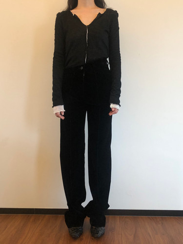 Velvet Oblique High Waist Trousers | NHOJ