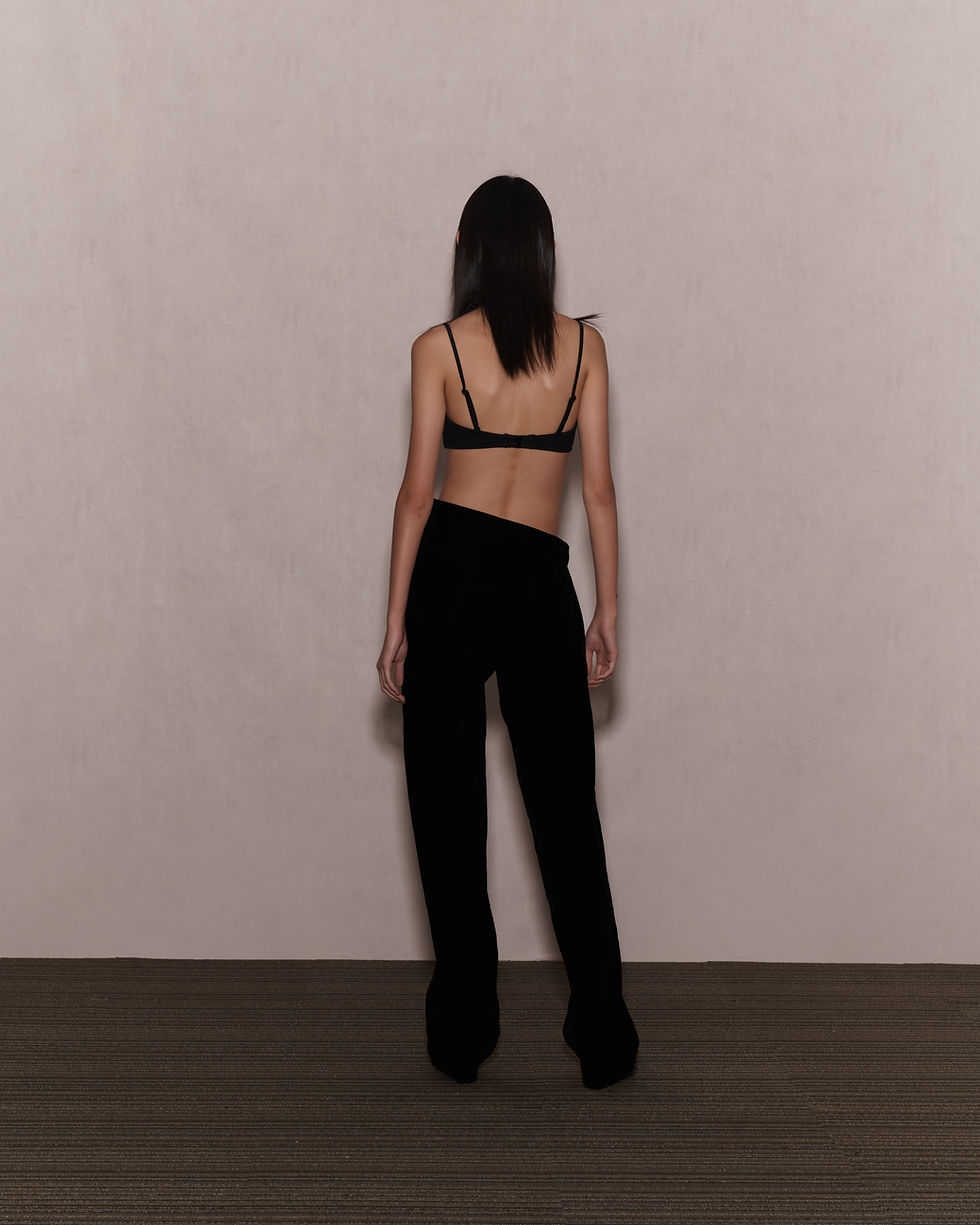 Velvet Oblique High Waist Trousers | NHOJ