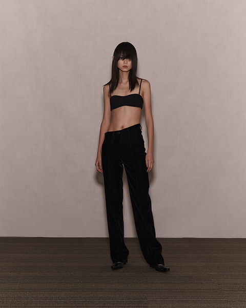 Velvet Oblique High Waist Trousers | NHOJ