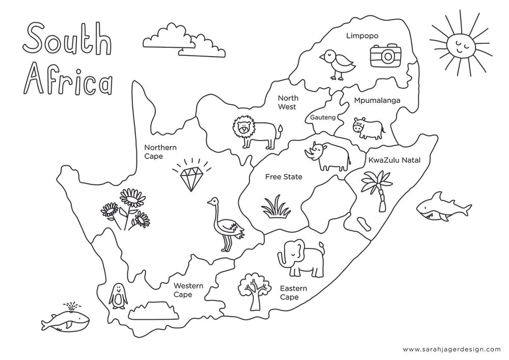 South African Provinces Colouring Page South African Provinces Colouring Page
