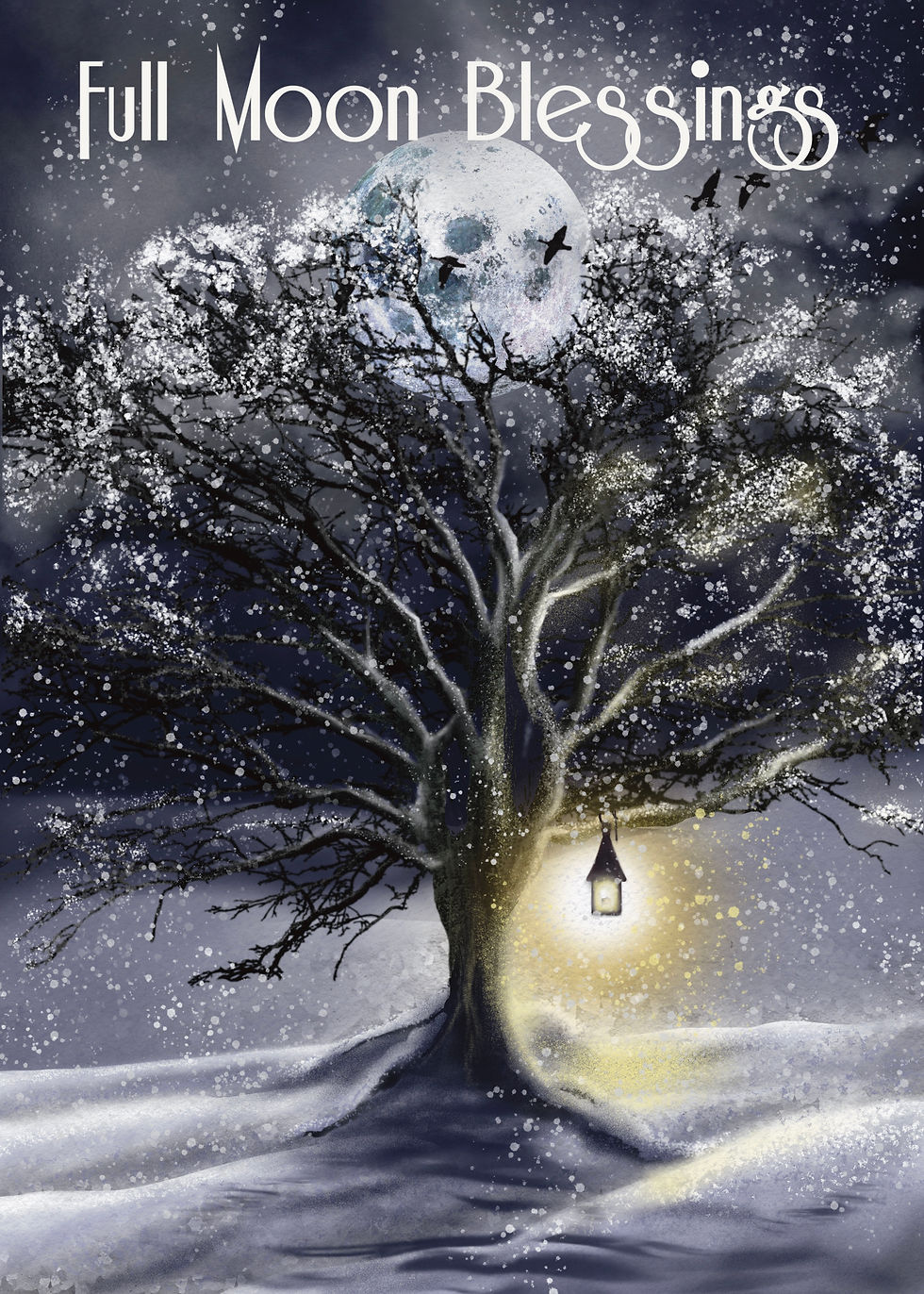 Thumbnail: Multipack of 3 Full Moon Cards - with silver foil greeting - by Naomi Walker