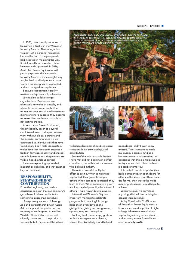Abby Crawford Australian Power Equipment builds meaningful connections and focuses on the needs of wildlife