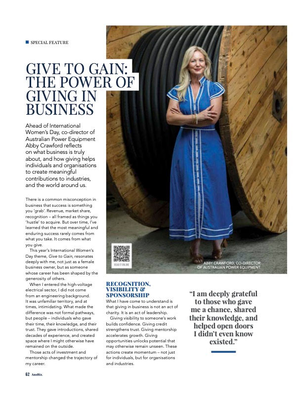 Abby Crawford of Australian Power Equipment for Rex Airlines AusBiz magazine