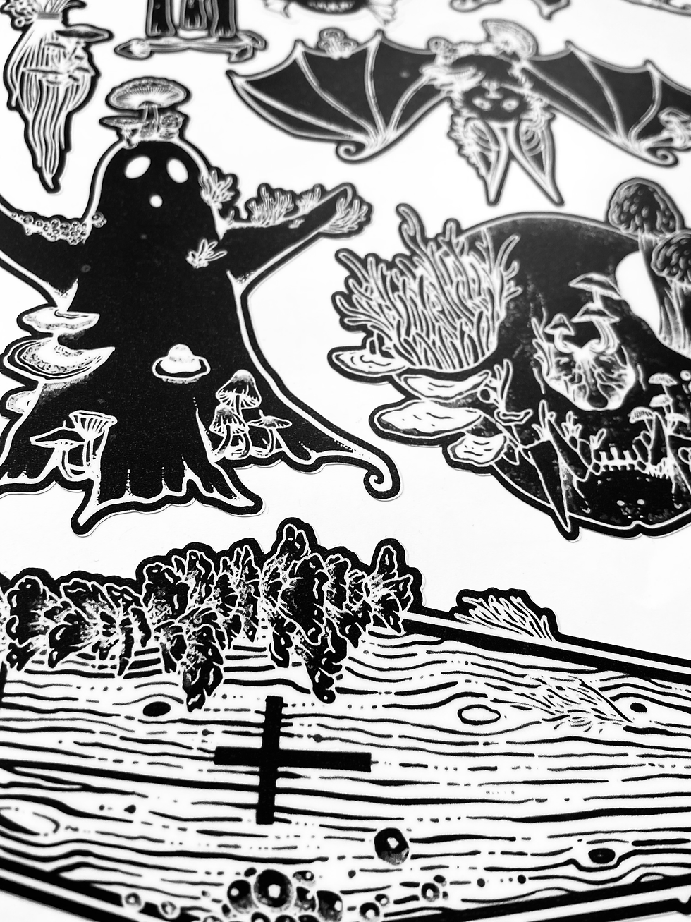 Thumbnail: Fungi Halloween - Vinyl Stickers (Black)