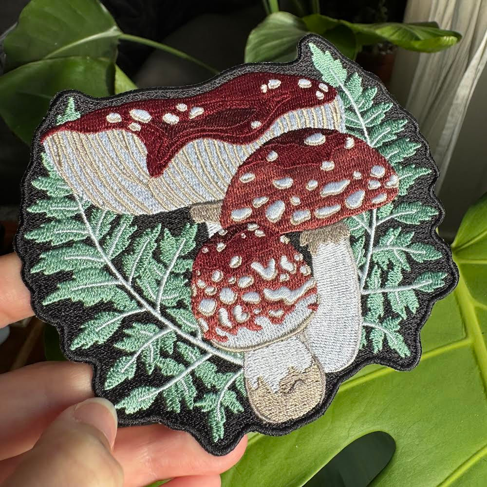 Fly Agaric & Fern - Embroidery Patch