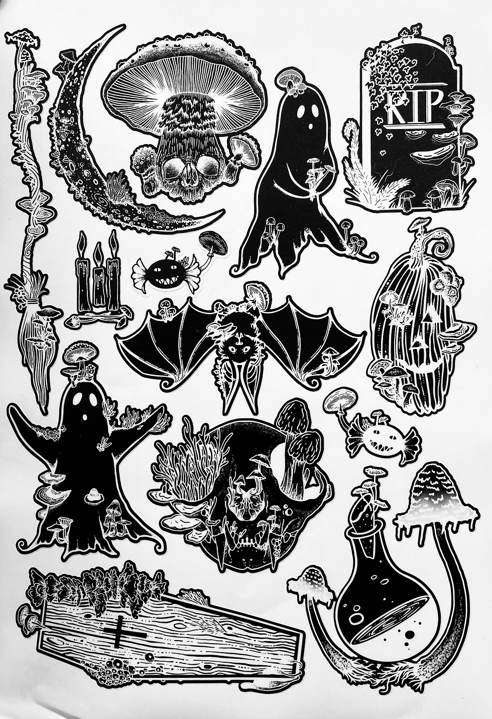 Fungi Halloween - Vinyl Stickers (Black)