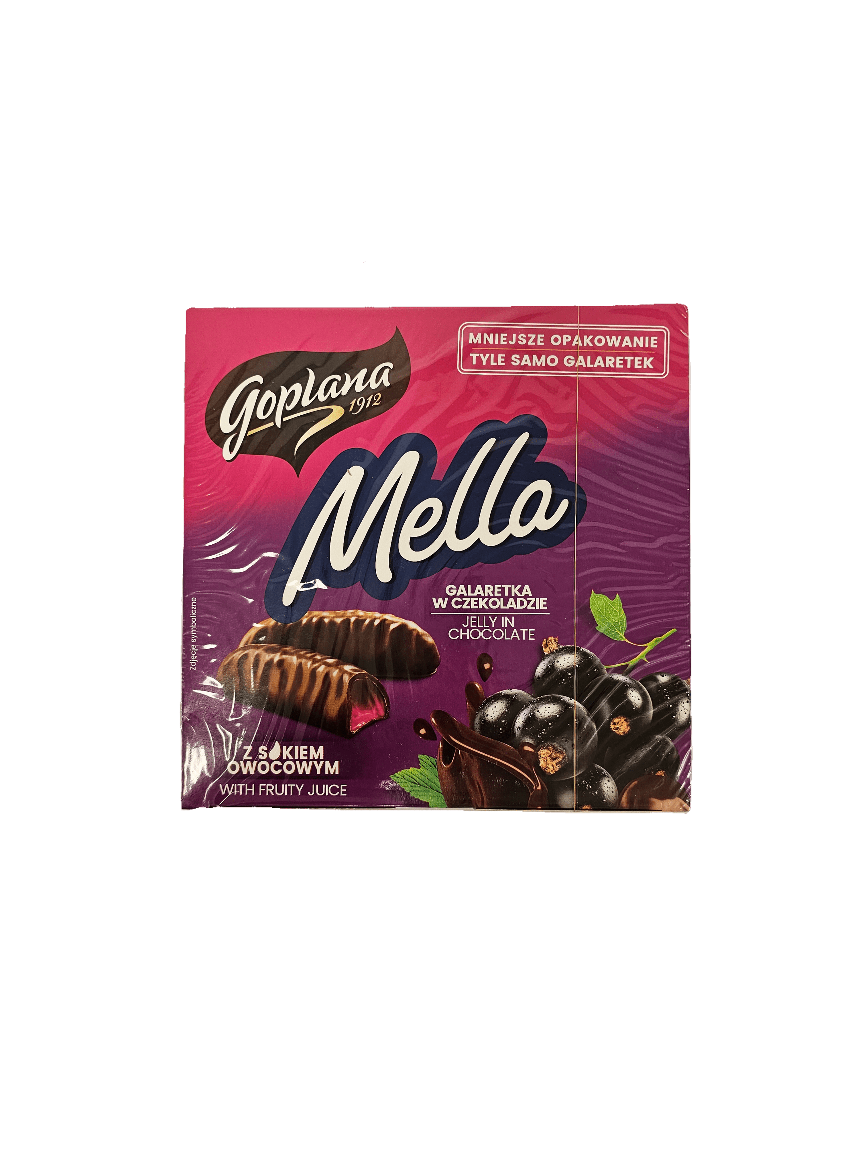 Mella blackcurrant jelly in chocolate