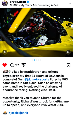 Bryce Aron Daytona 24 6th Overall Porsche 963