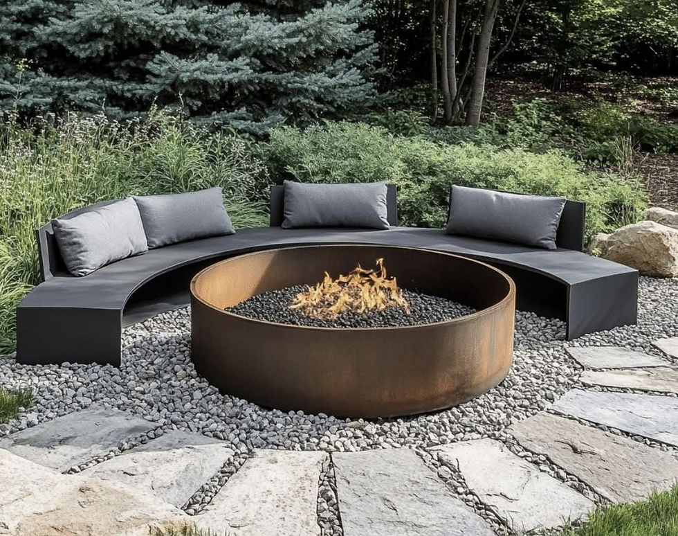 Residential concrete patio with decorative finish.