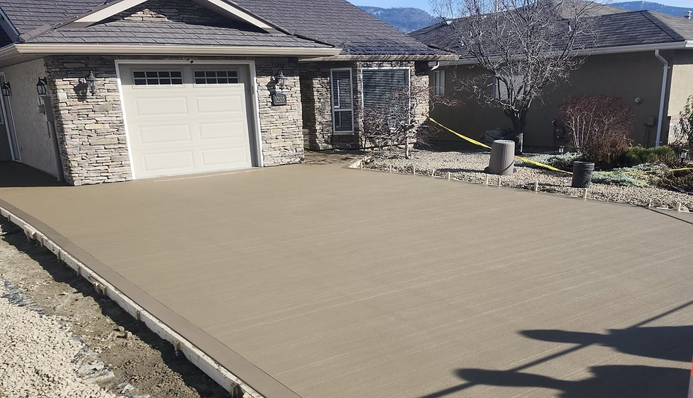 Residential concrete driveway installed by ScheerStone Concrete in Penticton, BC.