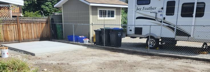 Beautiful concrete patio installed for an outdoor living space.