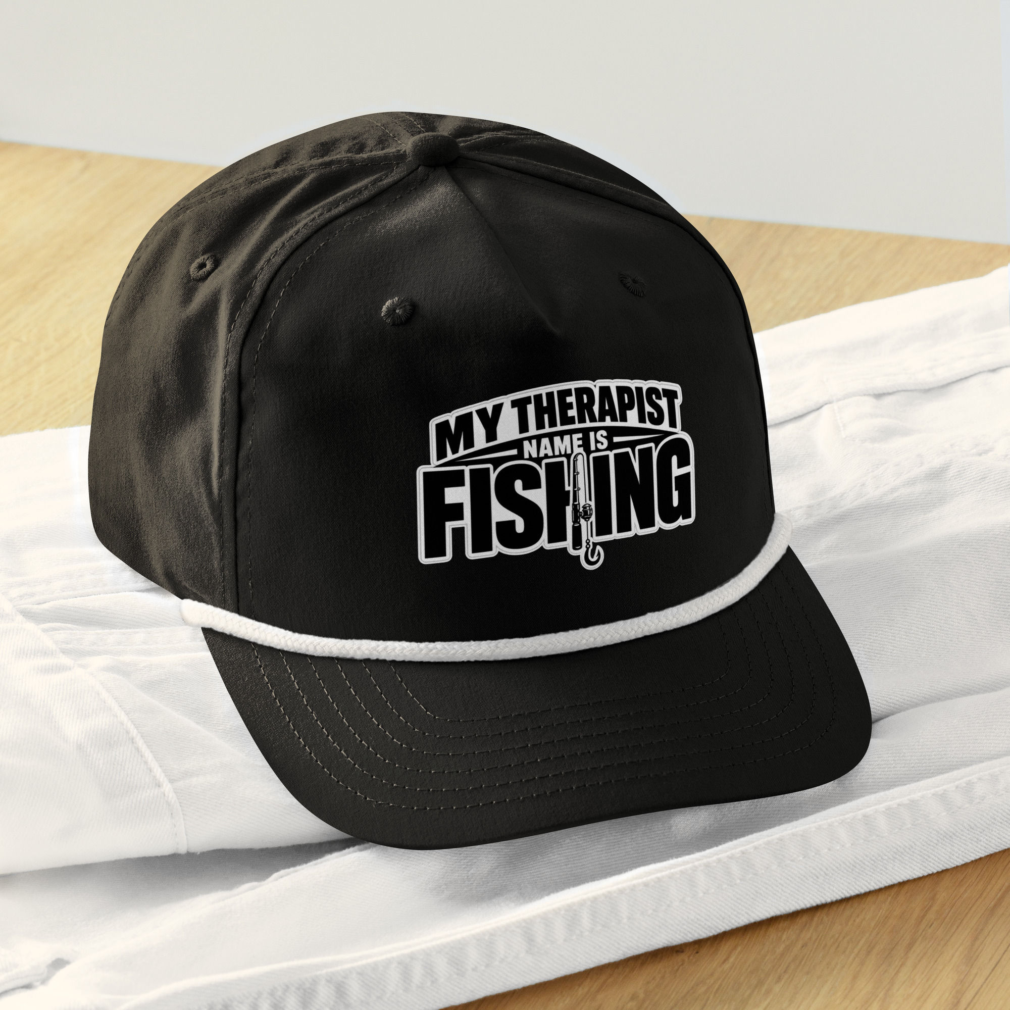 Therapist name is fishing rope cap
