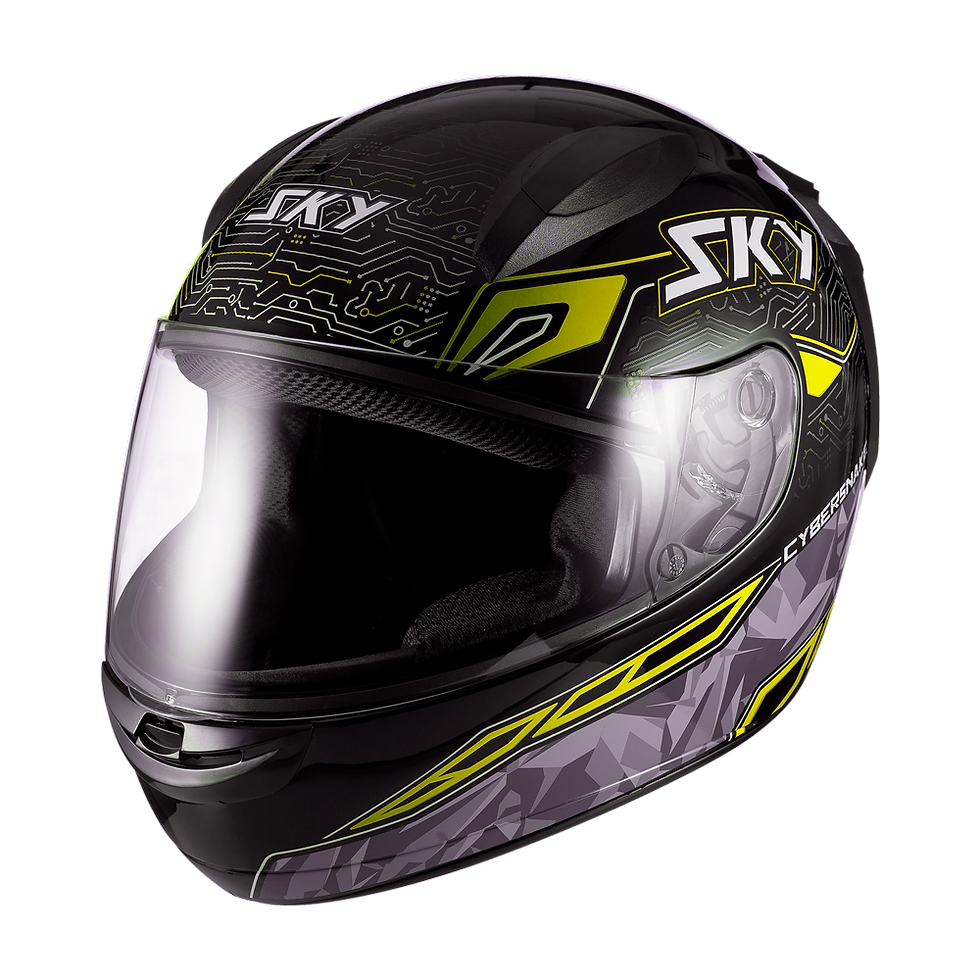 Miniatura: Capacete Sky Two Cyber Snake Preto Brilho Transf Amarelo 58