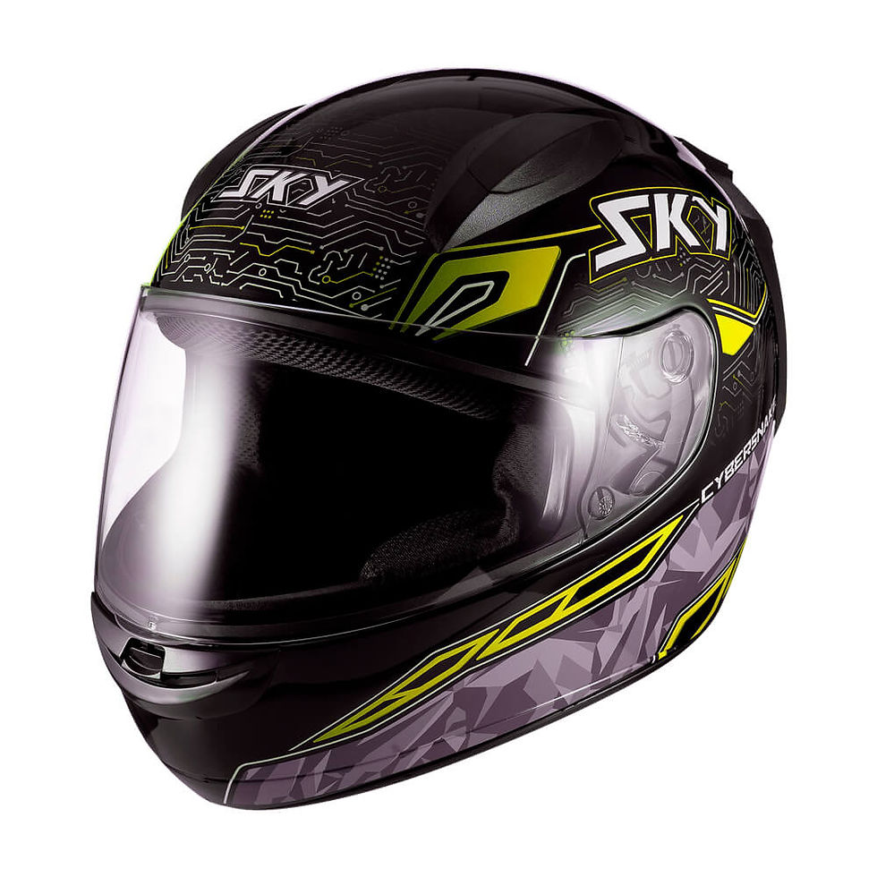 Miniatura: Capacete Sky Two Cyber Snake Preto Brilho Transf Amarelo 58