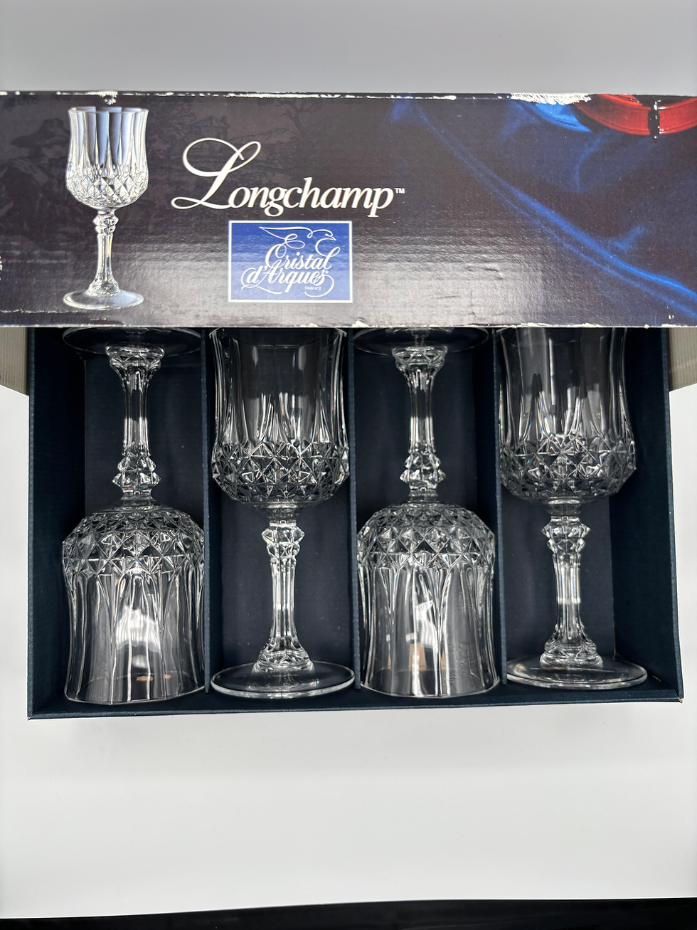 Thumbnail: Set of 4 Longchamp Cristal D'arques Wine Glasses