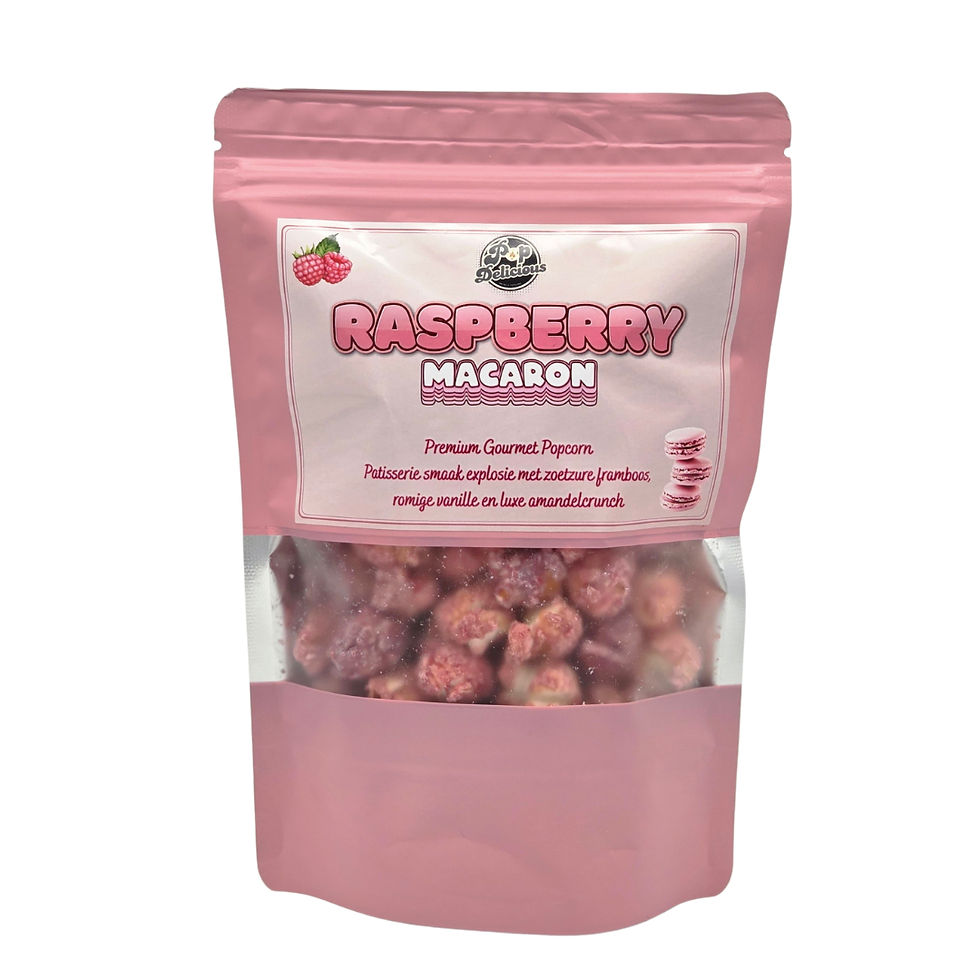 Zakje Raspberry Macaron Popcorn