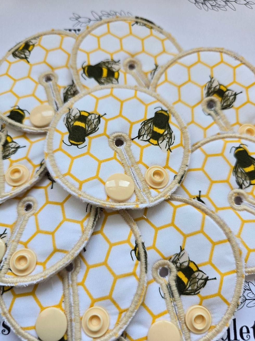 Thumbnail: Bees, Tube pad, reusable cloth accessories for G, GJ, J and PEG