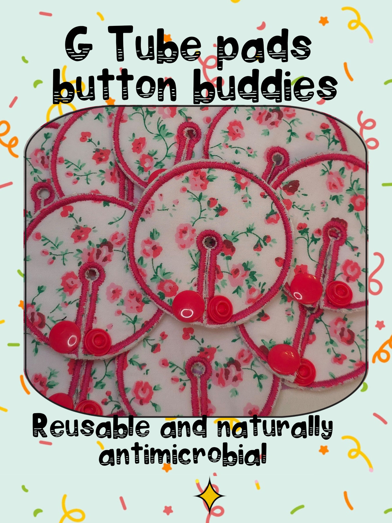 Pink and white Floral, Tube pad, reusable cloth accessories for G, GJ, J and PEG