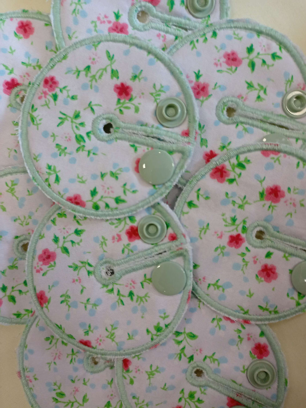 Thumbnail: White and mint flowers, floral, reusable cloth accessories G, GJ, J & Peg tubes