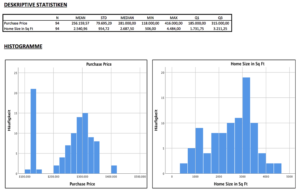 SPSS Auswertung - Deskriptive Statistiken und Histogramme der Variablen